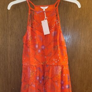 Candie's Orange and Purple Floral Mesh Halter Dress NWT!